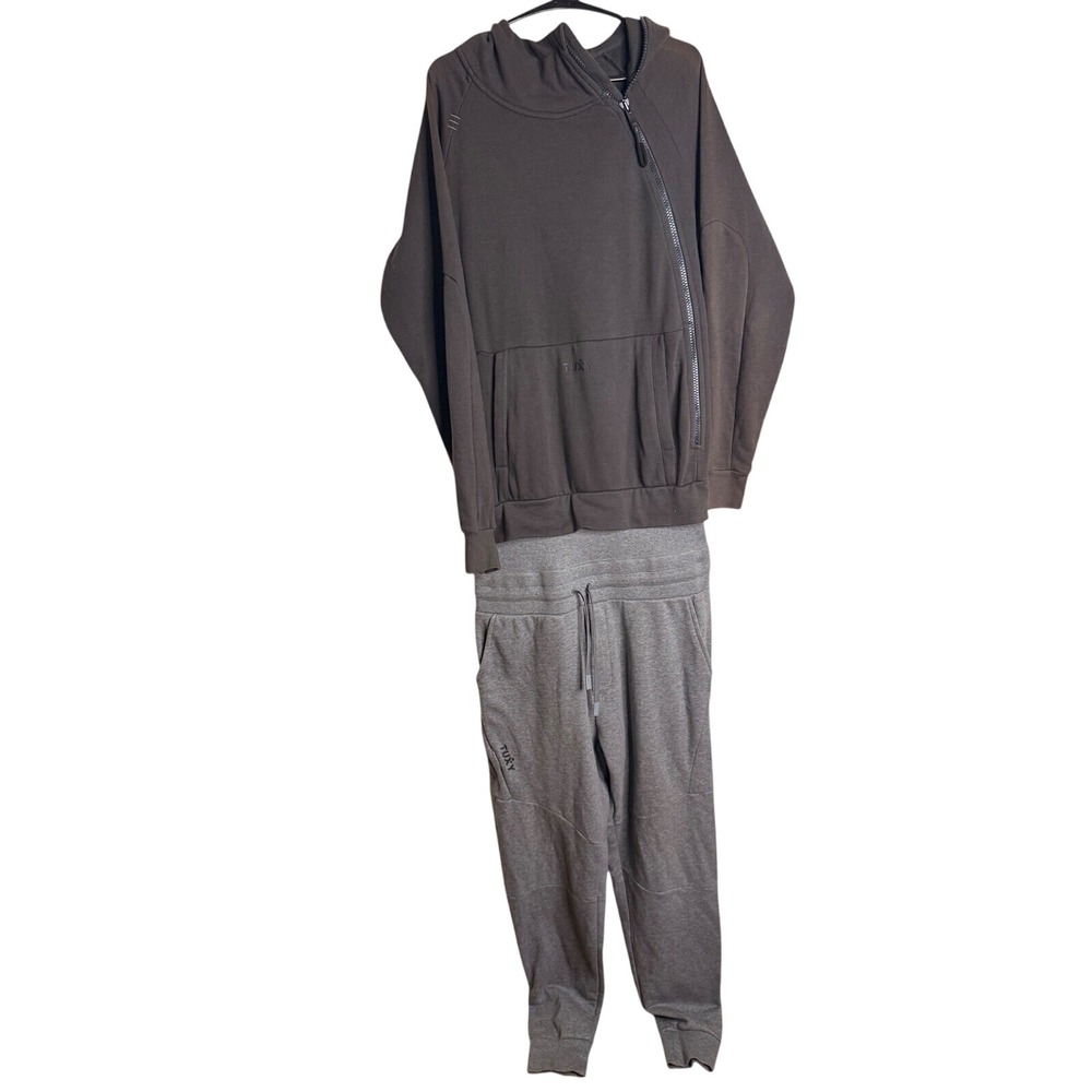 Tuxy Ultimate Lounge Suit Jumpsuit L Two Tone Gray Asymmetrical Zip Flawed
